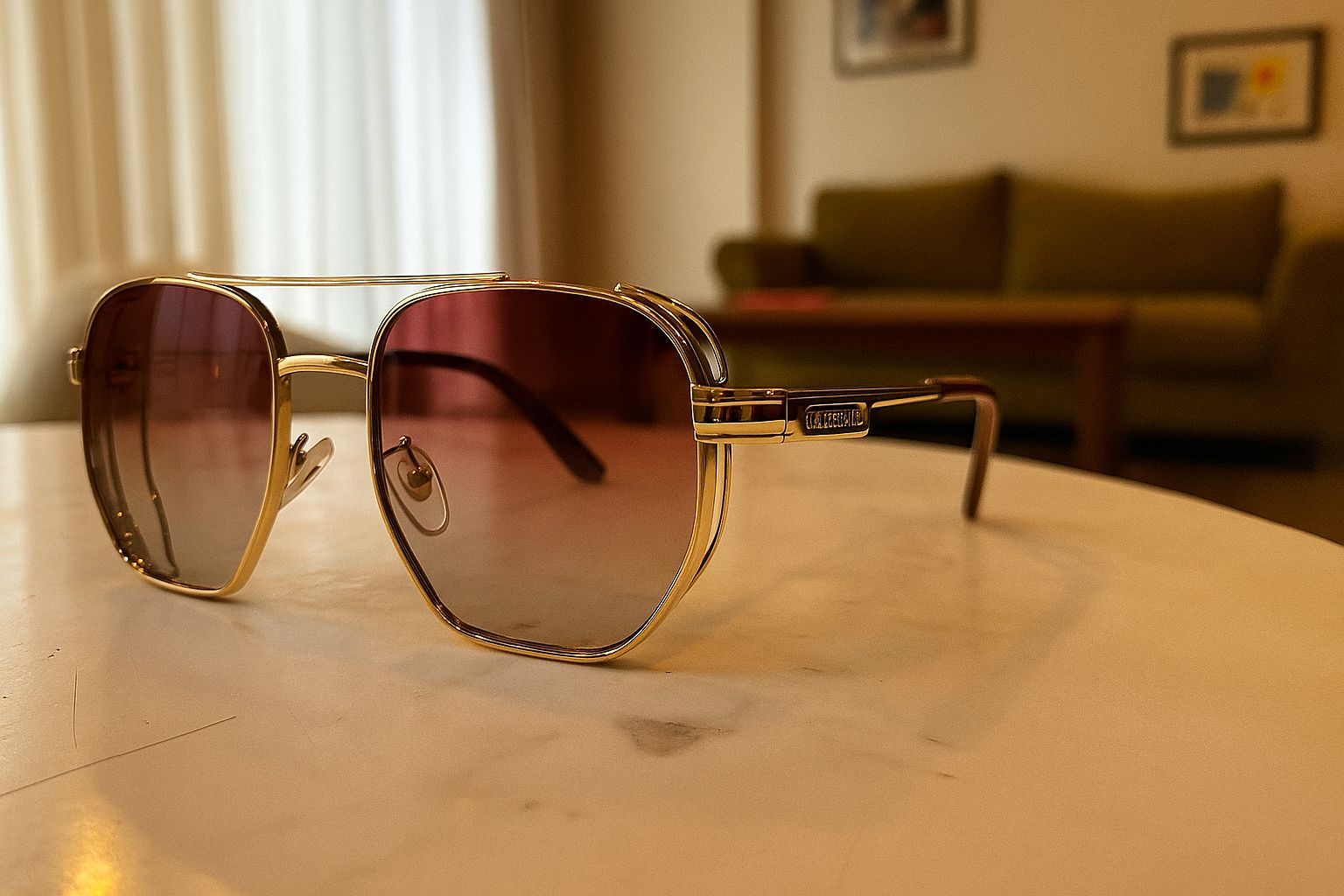 Meeran polo sunglasses with brown gradient lenses and a black/brown frame, featuring UV protection